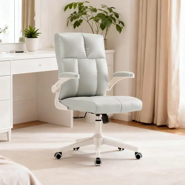 Main image of Leather Office Chair Computer Desk Chair, 360° Swivel Rolling Wheels, Adjustable Tilt Angle 90°-135° with Lumbar Support Executive Chair for Home Office with 350 LBS Capacity(Gray)
