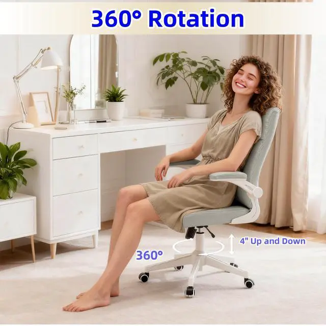 Alt view image 5 of 6 - Leather Office Chair Computer Desk Chair, 360° Swivel Rolling Wheels, Adjustable Tilt Angle 90°-135° with Lumbar Support Executive Chair for Home Office with 350 LBS Capacity(Gray)