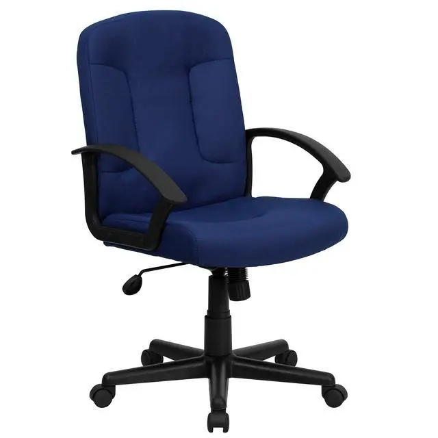 Alt view image 3 of 6 - Mid-Back Navy Fabric Executive Swivel Office Chair with Nylon Arms
