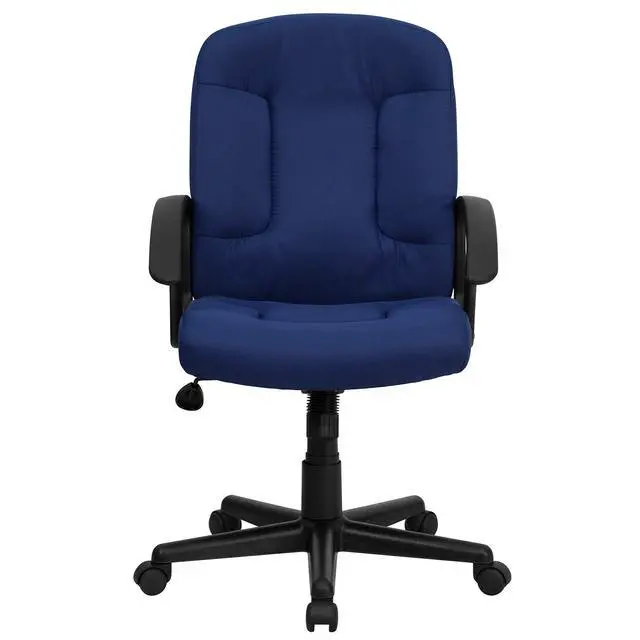 Alt view image 5 of 6 - Mid-Back Navy Fabric Executive Swivel Office Chair with Nylon Arms