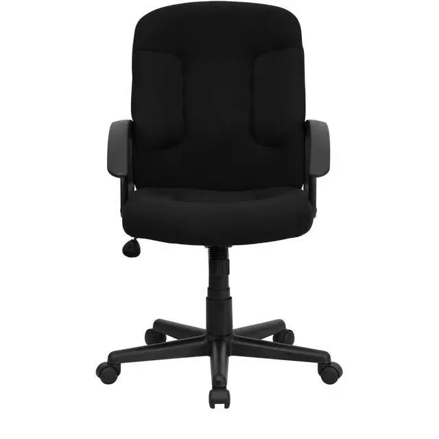 Alt view image 5 of 6 - Mid-Back Black Fabric Executive Swivel Office Chair with Nylon Arms
