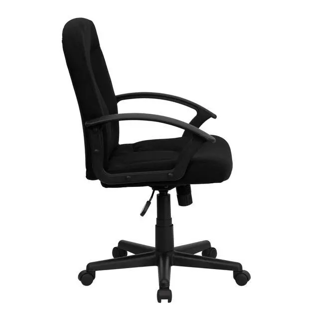 Alt view image 6 of 6 - Mid-Back Black Fabric Executive Swivel Office Chair with Nylon Arms