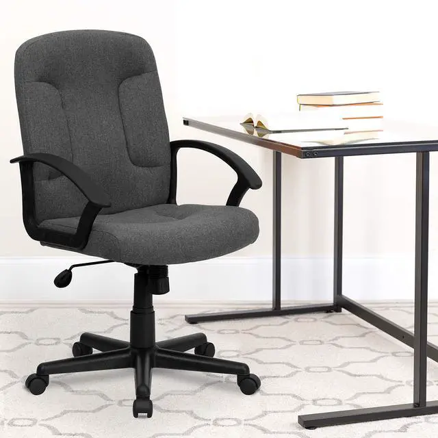 Main image of Mid-Back Gray Fabric Executive Swivel Office Chair with Nylon Arms