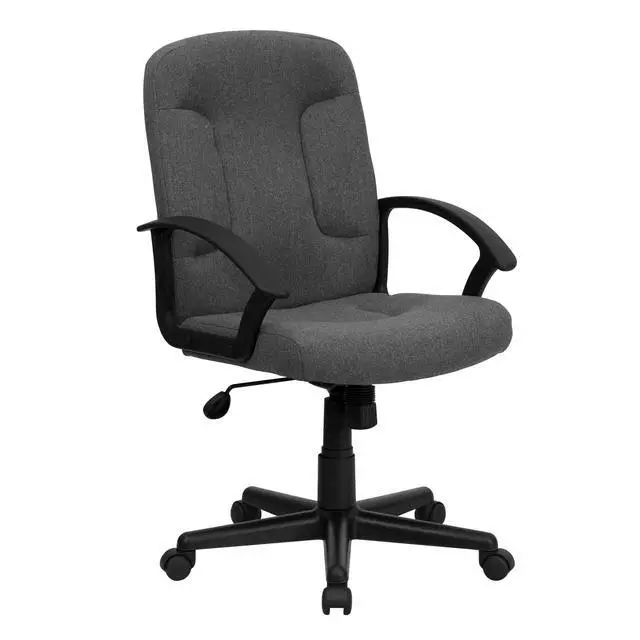Alt view image 3 of 6 - Mid-Back Gray Fabric Executive Swivel Office Chair with Nylon Arms