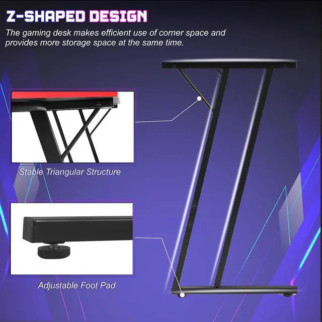 Alt view image 5 of 6 - L Shaped Gaming Desk with Monitor Riser Stand, Home Office Corner Desk for Studying, Working, Large Desktop, Black