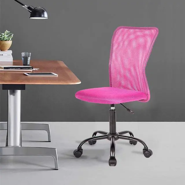 Alt view image 2 of 6 - Small Office Chair for Girls Short Women Comfortable Desk Chair with Wheels Mid Back Adjustable Task Chair, Mesh Computer Chair with Lumbar Support for Small Space- Pink