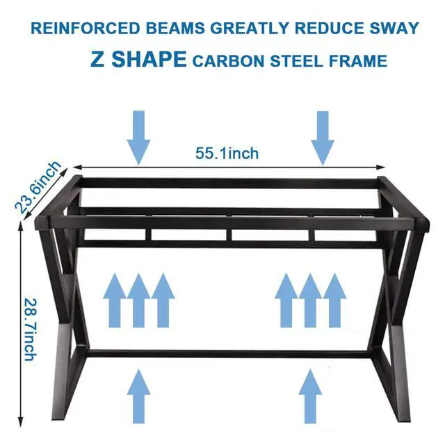 Alt view image 3 of 6 - Tempered Glass Computer Desk, Modern Study Office Desk with Metal Frame and Glass Top, Writing Study Desk Table, Gaming Desk for Home Office Workstation (Black, 55.1 Inch)