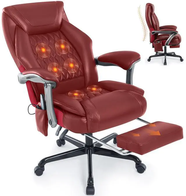 Main image of Massage Office Chair with Heat & Footrest, Ergonomic Reclining Executive Desk Chairs with 6-Point Vibration, PU Leather Computer Chair for Home Office or Gaming