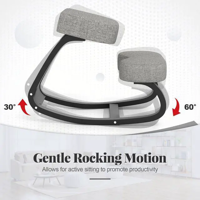 Alt view image 5 of 6 - Ergonomic Kneeling Desk Chair, Upright Posture Chair with Cushion & Solid Wood Frame, Natural Relief for Neck or Back Pain, Wooden Knee Chair for Home Office (2)