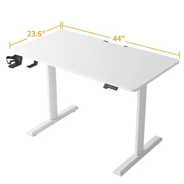 Alt view image 2 of 6 - 44 x 24 Inches Standing Desk, Height Adjustable Electric Standing Desk, Stand up Table, Sit Stand Home Office Desk with Splice Board, White