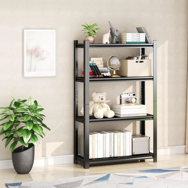 Alt view image 2 of 6 - 20" W*44" H Book Shelf,4 Tier Metal Wide Bookshelf,Heavy Duty Book Shelfs,Adjustable Shelving Unit,Tall Bookcase,Industrial Bookshelf for Living Room,Bedroom,Office and Library