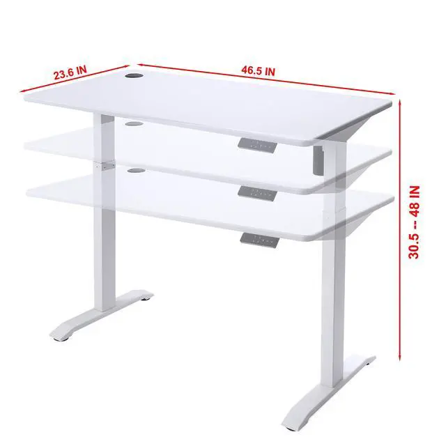 Alt view image 3 of 6 - Electric Height Adjustable Standing Table, Sit Stand Workstation, Gaming Desk, Motorized Whole-Piece Desk Board 48 * 24 in (KT1001-WW)