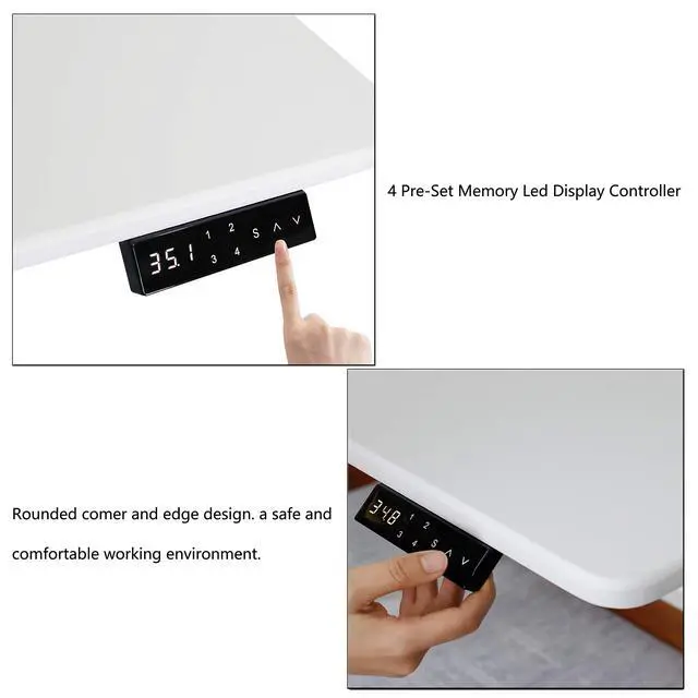 Alt view image 6 of 6 - Electric Height Adjustable Standing Table, Sit Stand Workstation, Gaming Desk, Motorized Whole-Piece Desk Board 48 * 24 in (KT1001-WW)