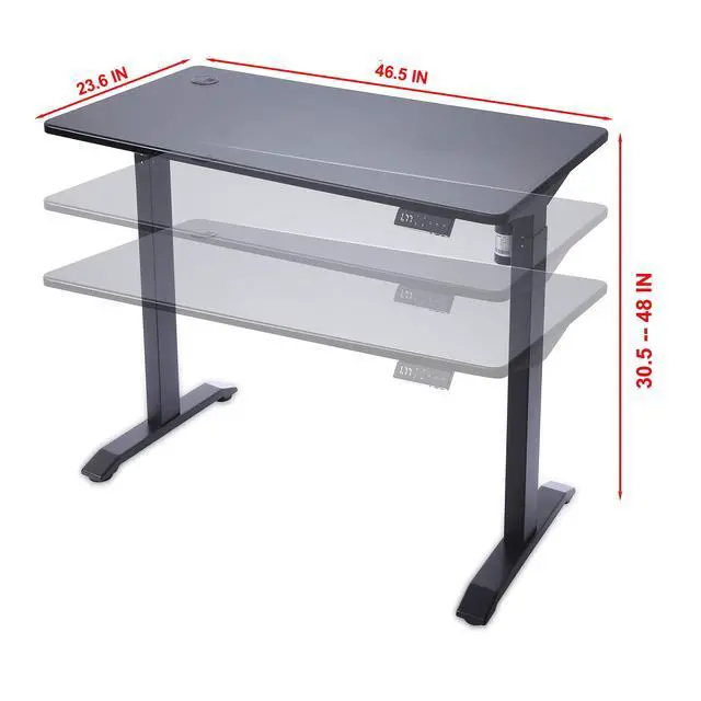 Alt view image 3 of 6 - Electric Height Adjustable Standing Desk, Electric Standing Workstation, Sit Stand Home Office Desk, Gaming Table, Whole-Piece Desktop Board 48 * 24 in (KT1001-BB)