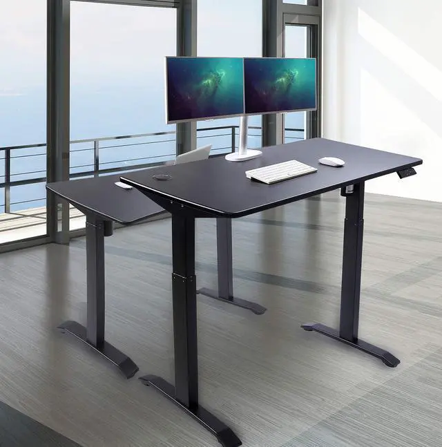 Alt view image 5 of 6 - Electric Height Adjustable Standing Desk, Electric Standing Workstation, Sit Stand Home Office Desk, Gaming Table, Whole-Piece Desktop Board 48 * 24 in (KT1001-BB)