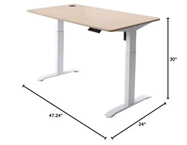 Alt view image 3 of 6 - Electric Height Adjustable Standing Desk, Electric Standing Workstation, Sit Stand Home Office Desk, Gaming Table, Whole-Piece Desktop Board 48 * 24 in (KT1001-LW)