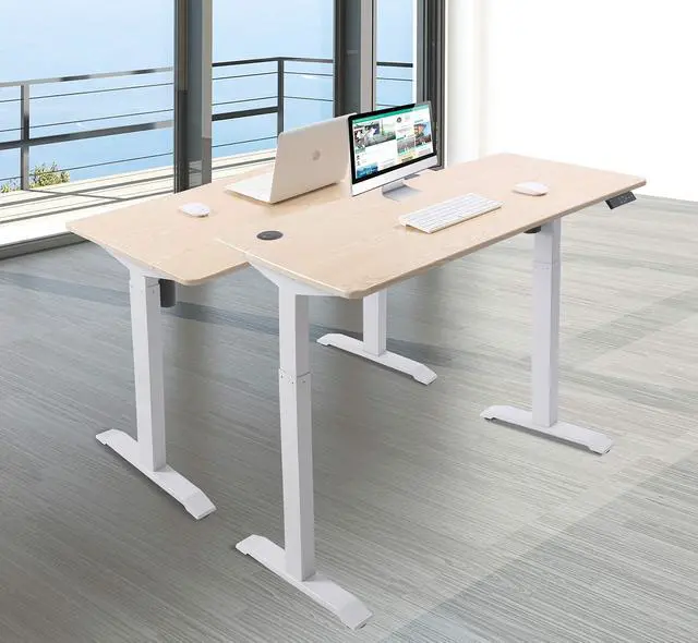 Alt view image 5 of 6 - Electric Height Adjustable Standing Desk, Electric Standing Workstation, Sit Stand Home Office Desk, Gaming Table, Whole-Piece Desktop Board 48 * 24 in (KT1001-LW)