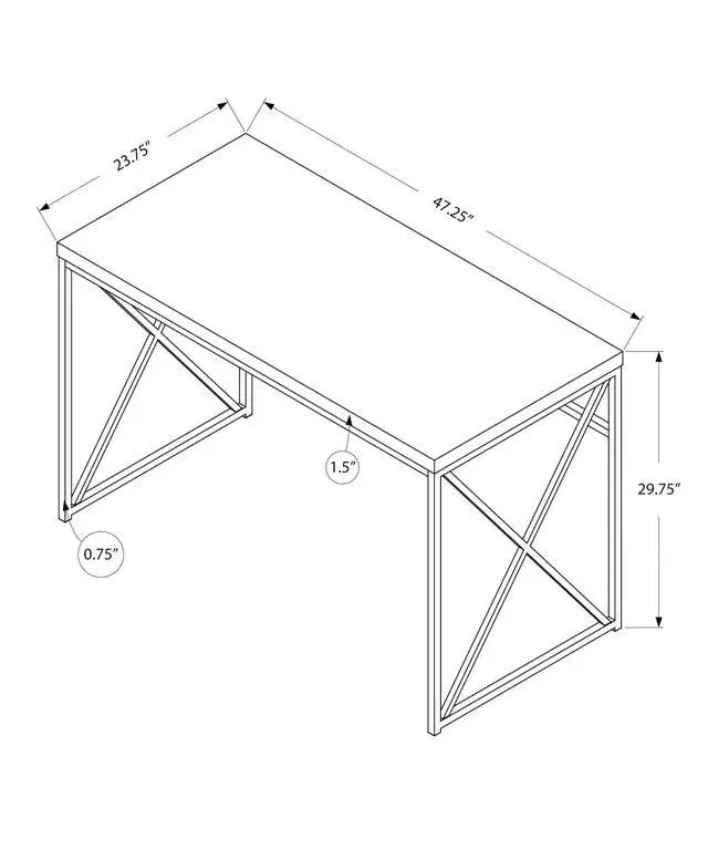Alt view image 2 of 5 - Modern Industrial Style-Home & Office Writing Table with Sturdy Crisscross Metal Computer Desk, 48" L, Black/Chrome Frame