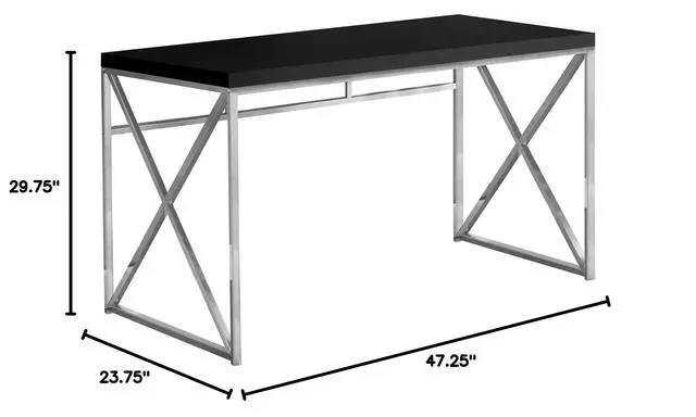 Alt view image 5 of 5 - Modern Industrial Style-Home & Office Writing Table with Sturdy Crisscross Metal Computer Desk, 48" L, Black/Chrome Frame