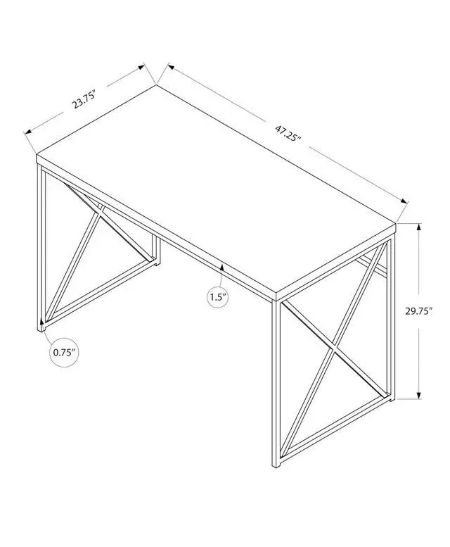 Alt view image 2 of 4 - Modern Industrial Style-Home & Office Writing Table with Sturdy Crisscross Metal Computer Desk, 48" L, Cherry/Black Frame (I 7454)