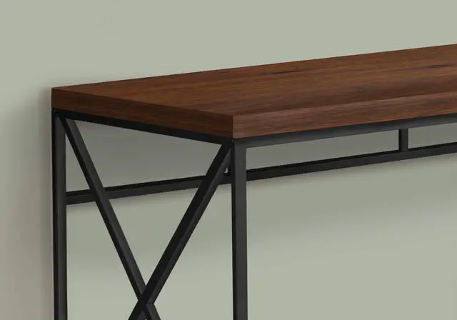 Alt view image 3 of 4 - Modern Industrial Style-Home & Office Writing Table with Sturdy Crisscross Metal Computer Desk, 48" L, Cherry/Black Frame (I 7454)