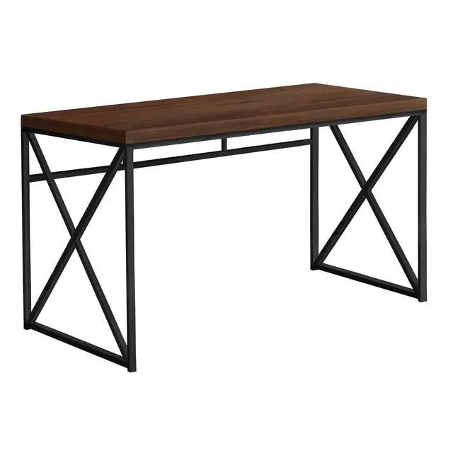 Alt view image 4 of 4 - Modern Industrial Style-Home & Office Writing Table with Sturdy Crisscross Metal Computer Desk, 48" L, Cherry/Black Frame (I 7454)