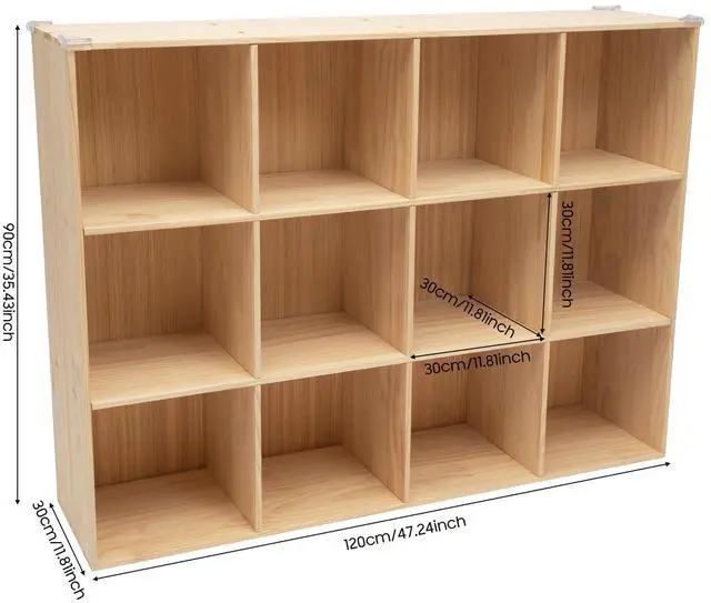 Alt view image 2 of 6 - 12 Cube Storage Organizer - Solid Wood Bookshelf - Cube Shelf - Vertical or Horizontal Bookcase - Open Book Shelf - Easy Assembly for Bedroom, Living Room, Office