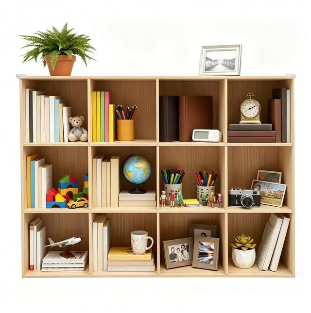 Main image of 15 Cube Storage Organizer - Solid Wood Bookshelf - Cube Shelf - Vertical or Horizontal Bookcase - Open Book Shelf - Easy Assembly for Bedroom, Living Room, Office