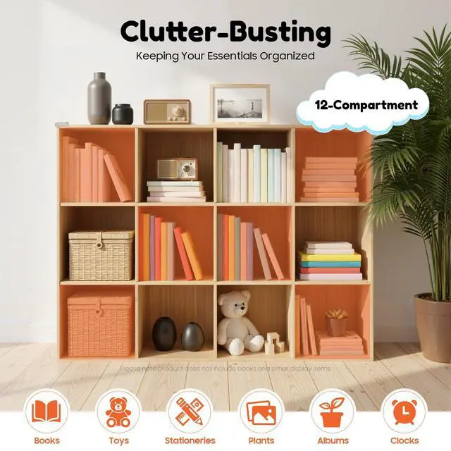 Alt view image 3 of 6 - 15 Cube Storage Organizer - Solid Wood Bookshelf - Cube Shelf - Vertical or Horizontal Bookcase - Open Book Shelf - Easy Assembly for Bedroom, Living Room, Office