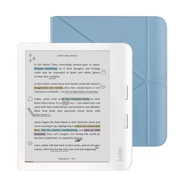 Main image of Libra Colour White eReader with Case Bundle