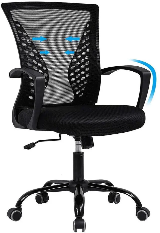 Main image of Ergonomic Office Chair Clearance Mid Back Mesh Chair with Lumbar Support and Armrest Adjustable Computer Chair Study Chair Rolling Task Chair Modern Executive Chair, Black