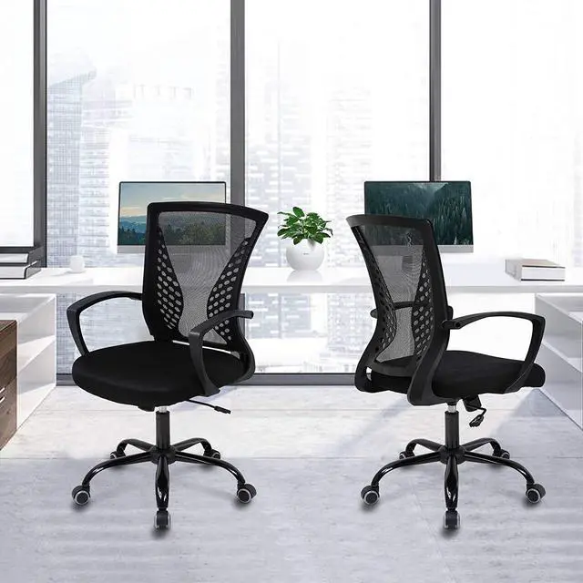 Alt view image 2 of 6 - Ergonomic Office Chair Clearance Mid Back Mesh Chair with Lumbar Support and Armrest Adjustable Computer Chair Study Chair Rolling Task Chair Modern Executive Chair, Black