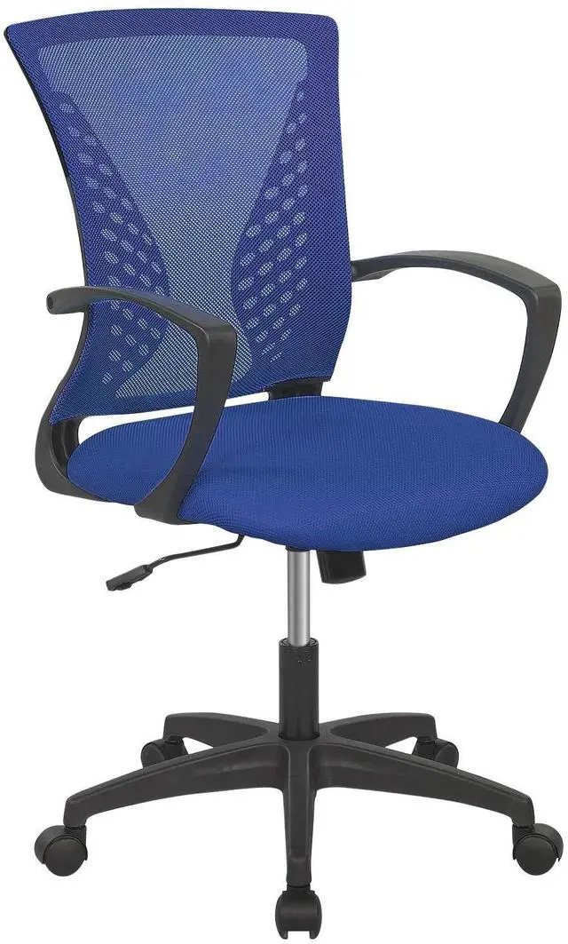 Main image of Office Chair Clearance Mid Back Mesh Chair with Ergonomic Lumbar Support and Armrest Adjustable Computer Chair Study Desk Chair Swivel Rolling Task Chair Modern Cheap Executive Chair-Blue
