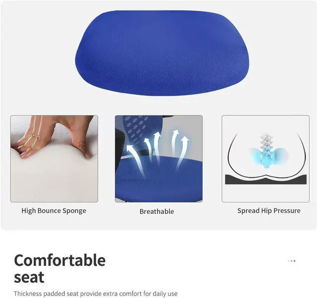 Alt view image 5 of 6 - Office Chair Clearance Mid Back Mesh Chair with Ergonomic Lumbar Support and Armrest Adjustable Computer Chair Study Desk Chair Swivel Rolling Task Chair Modern Cheap Executive Chair-Blue