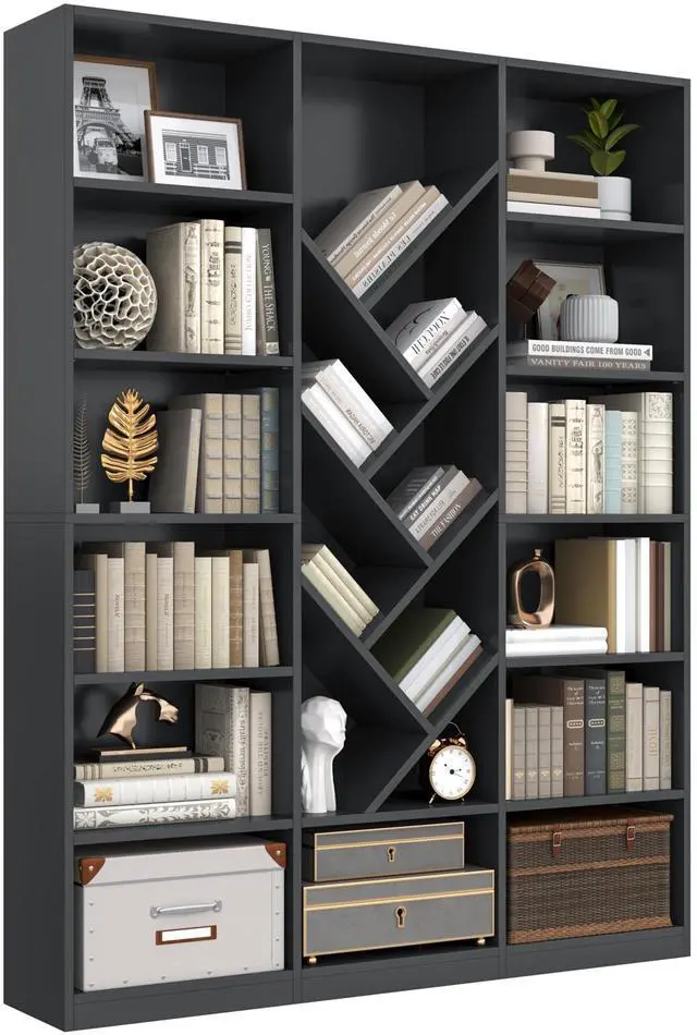 Main image of 71" Bookcase, 6 Tier Large Bookshelf with Storage, Floor Standing Display Storage Shelves, Modern Tall Floor Standing Book Shelf for Living Room, Black