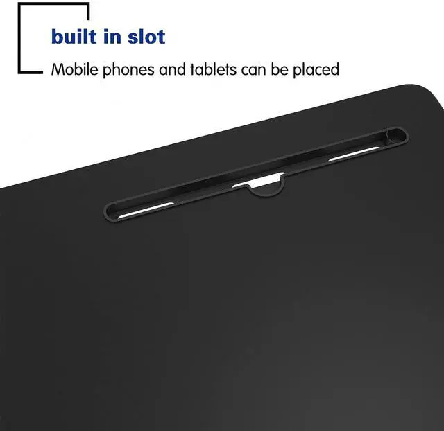 Alt view image 5 of 6 - 31.5'' Portable Computer Desk - Adjustable Standing Desk with Tablet Slot, Laptop Cart, and Mobile Bed Table, Black