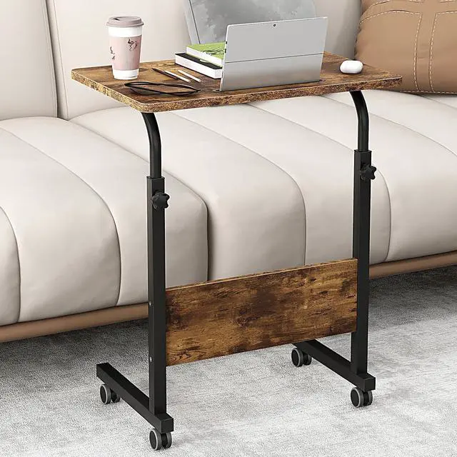 Alt view image 2 of 6 - 23.6'' Portable Computer Desk - Adjustable Standing Desk with Tablet Slot, Laptop Cart, and Mobile Bed Table, Vintage Brown