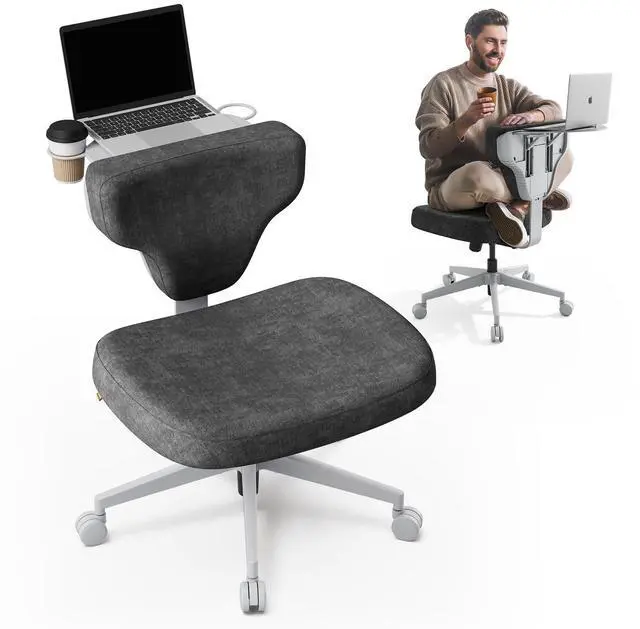 Main image of Freedom-X Criss Cross Legged Chair, Adjustable Laptop Tray for Work & Relax (Dark Grey, Oversized)