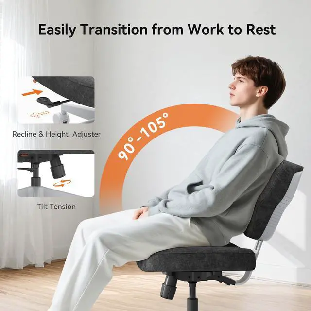 Alt view image 4 of 6 - Freedom-X Criss Cross Legged Chair, Adjustable Laptop Tray for Work & Relax (Dark Grey, Oversized)