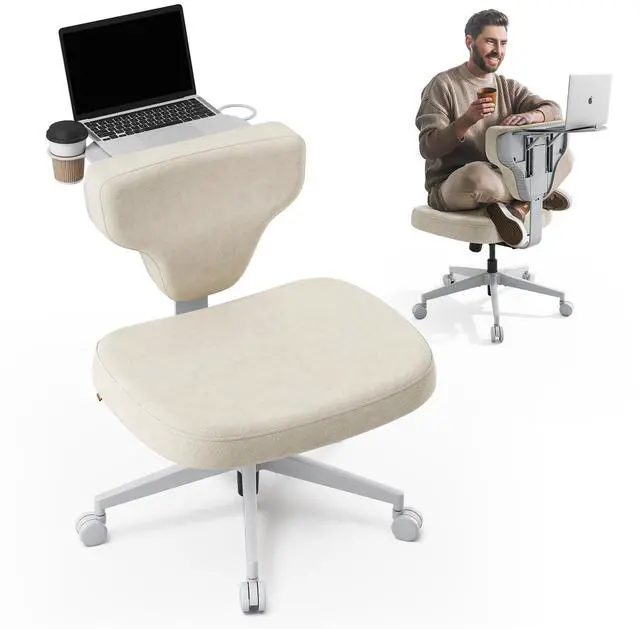 Main image of Freedom-X Criss Cross Legged Chair, Adjustable Laptop Tray for Work & Relax (Apricot, Oversized)