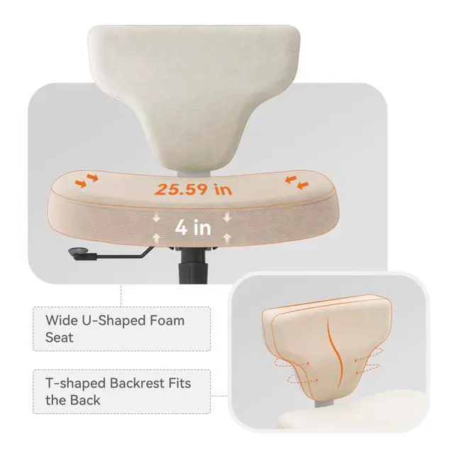 Alt view image 6 of 6 - Freedom-X Criss Cross Legged Chair, Adjustable Laptop Tray for Work & Relax (Apricot, Oversized)