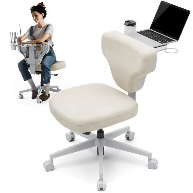 Main image of Freedom-X Criss Cross Legged Chair, Adjustable Laptop Tray for Work & Relax (Apricot, Standard)