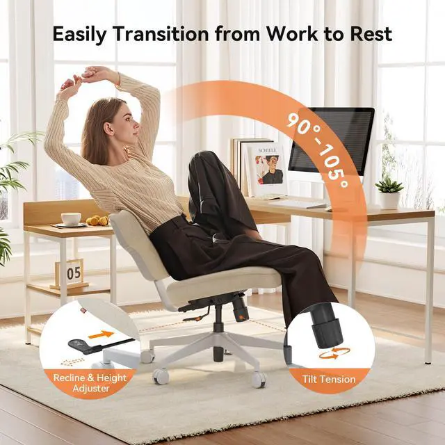 Alt view image 4 of 6 - Freedom-X Criss Cross Legged Chair, Adjustable Laptop Tray for Work & Relax (Apricot, Standard)