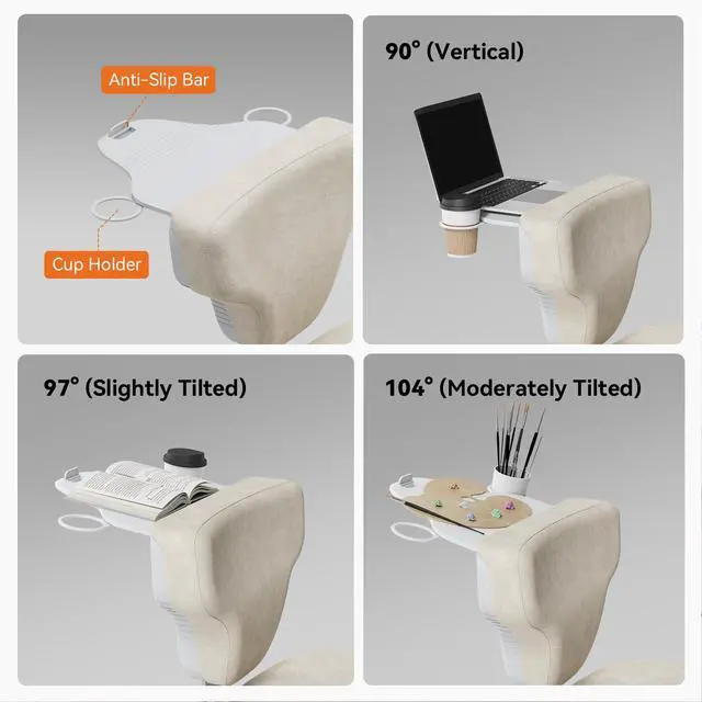 Alt view image 5 of 6 - Freedom-X Criss Cross Legged Chair, Adjustable Laptop Tray for Work & Relax (Apricot, Standard)