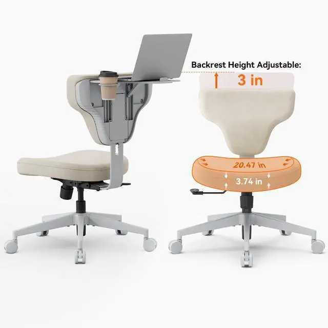 Alt view image 6 of 6 - Freedom-X Criss Cross Legged Chair, Adjustable Laptop Tray for Work & Relax (Apricot, Standard)