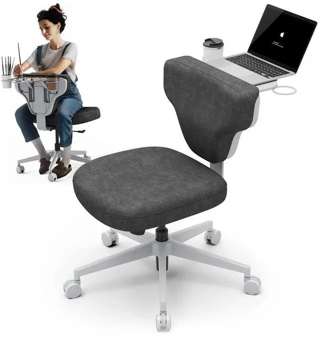 Main image of Freedom-X Criss Cross Legged Chair, Adjustable Laptop Tray for Work & Relax (Dark Grey, Standard)