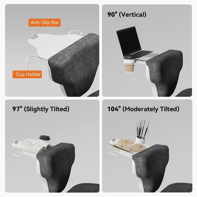 Alt view image 5 of 6 - Freedom-X Criss Cross Legged Chair, Adjustable Laptop Tray for Work & Relax (Dark Grey, Standard)