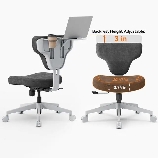 Alt view image 6 of 6 - Freedom-X Criss Cross Legged Chair, Adjustable Laptop Tray for Work & Relax (Dark Grey, Standard)