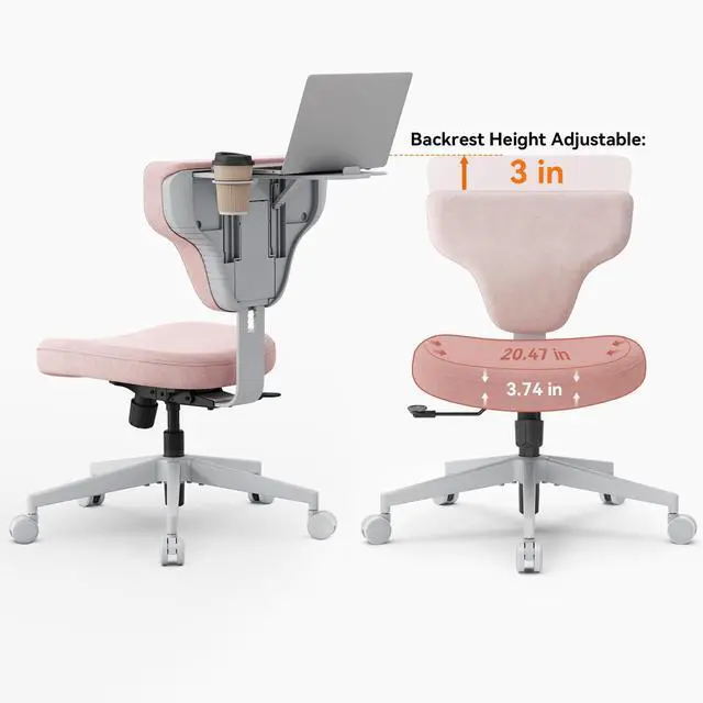 Alt view image 6 of 6 - Freedom-X Criss Cross Legged Chair, Adjustable Laptop Tray for Work & Relax (Pink, Standard)