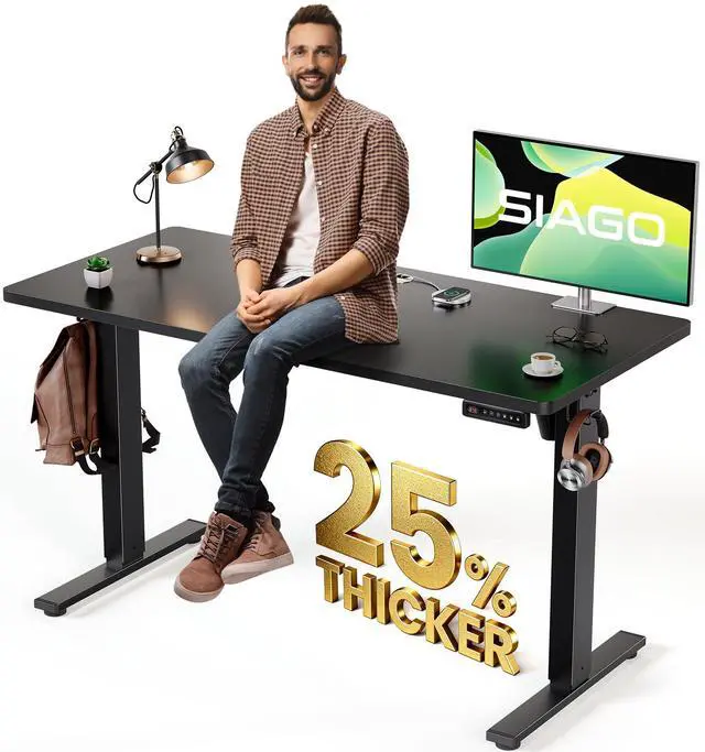 Main image of Electric Standing Desk Adjustable - 48 x 24 Inch Sit Stand up Desk with 0.8 Inch Thick Tabletop - Adjustable Height Table with 3 Memory Preset, Cable Management for Home Office